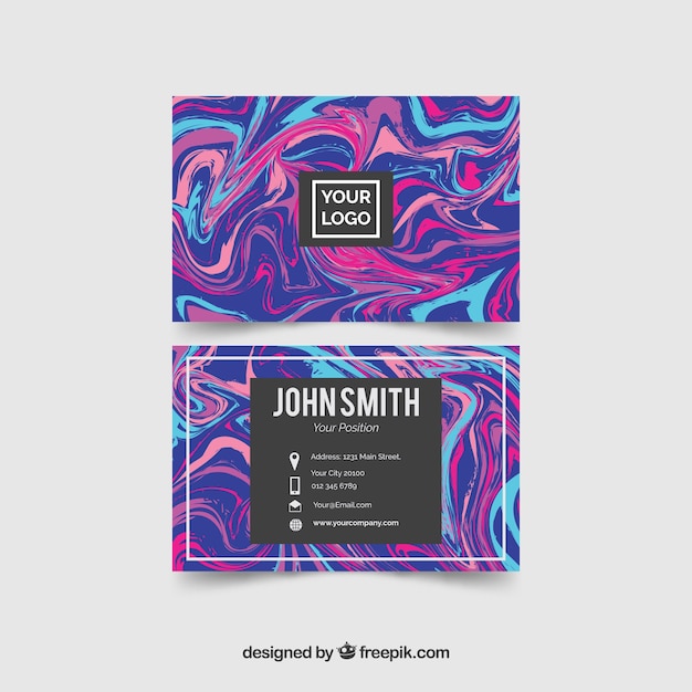 Free Vector business card with marble texture