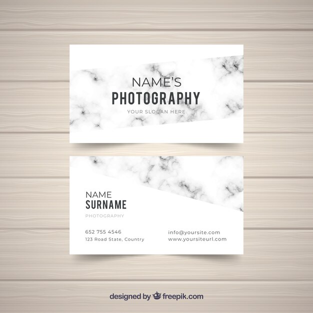 Business card with marble texture