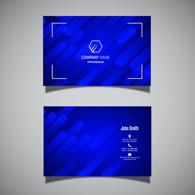 Business card with a modern electric blue design