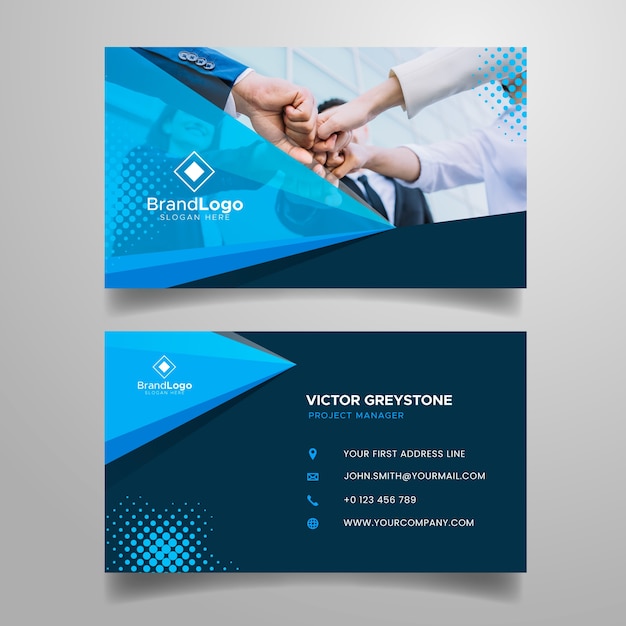 Business card with modern shapes and picture