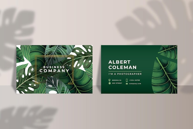 Business card with natural motifs