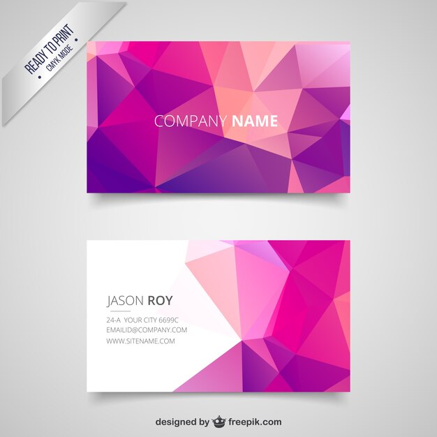 Business card with pink polygons