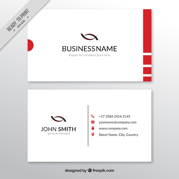 Business card with red details