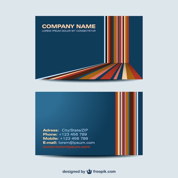 Business card with stripes