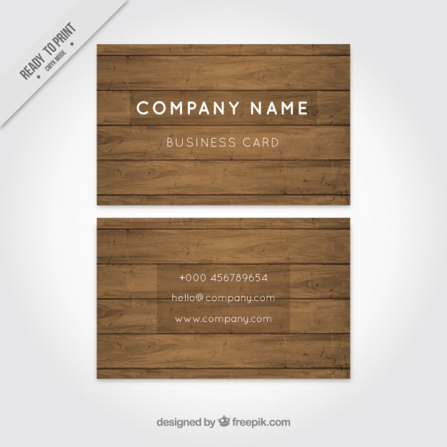 Free Vector business card with white letters and wooden background