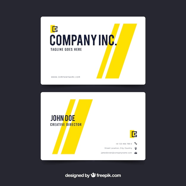 Business card with yellow stripes