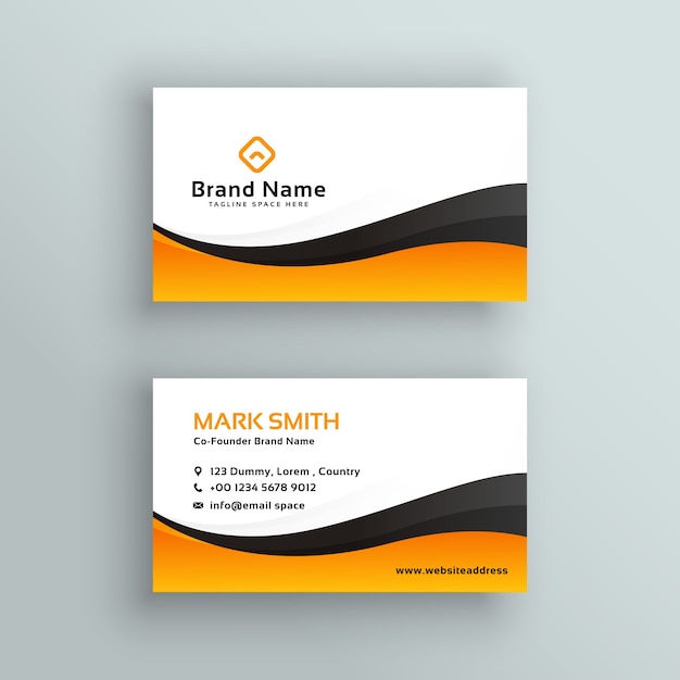 business card in yellow and black wavy style