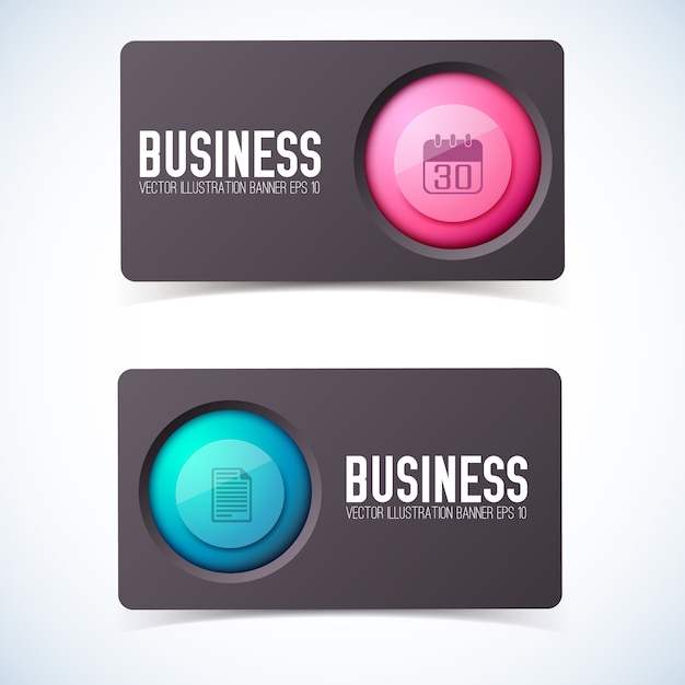 business cards set with round pictogram and text