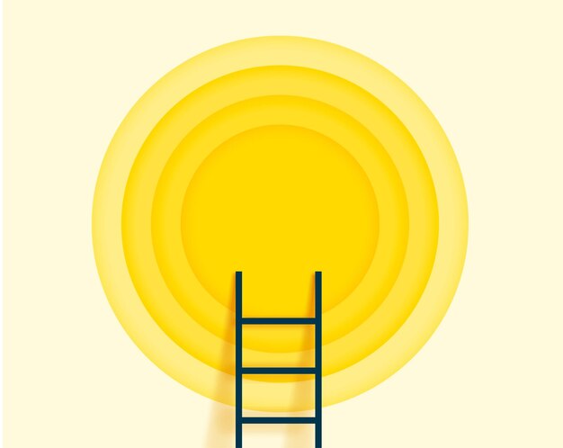 Business and career concept with ladder to goal target background