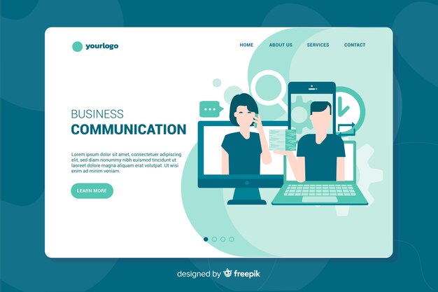 Business communication landing page