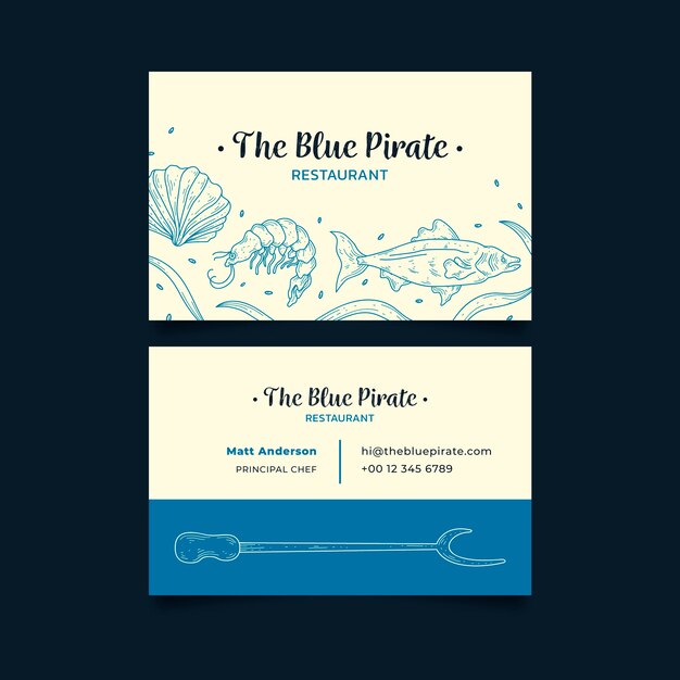 Business company card the blue pirate restaurant