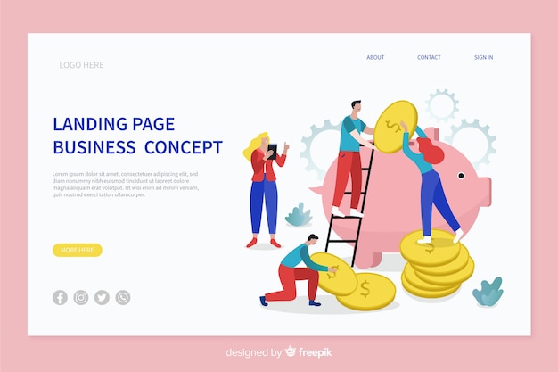 Free Vector business concept landing page template