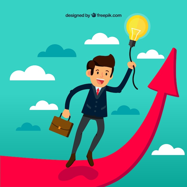 Free Vector business concept with man on arrow