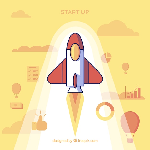 Free vector business concept with rocket