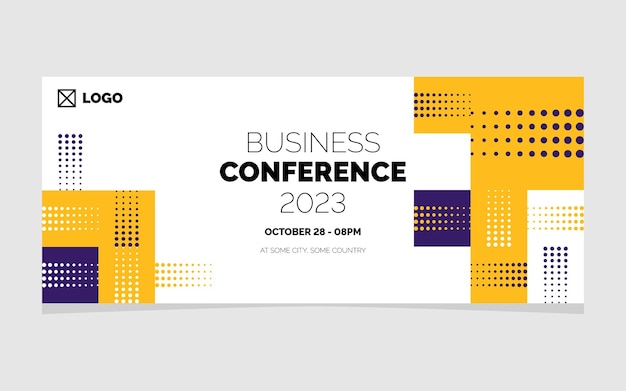 Free vector business conference 2023 geometric banner design vector illustration