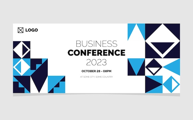 Free vector business conference 2023 geometric banner design vector illustration