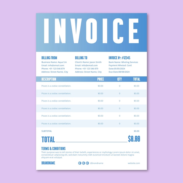 Free Vector business consulting invoice template design