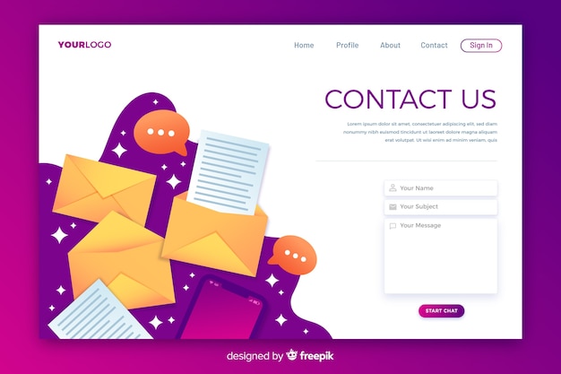 Business contact us landing page