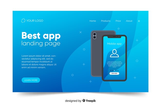 Business design for landing page with mobile