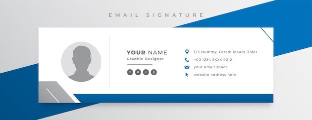 Free Vector business email signature card template with social media profile design