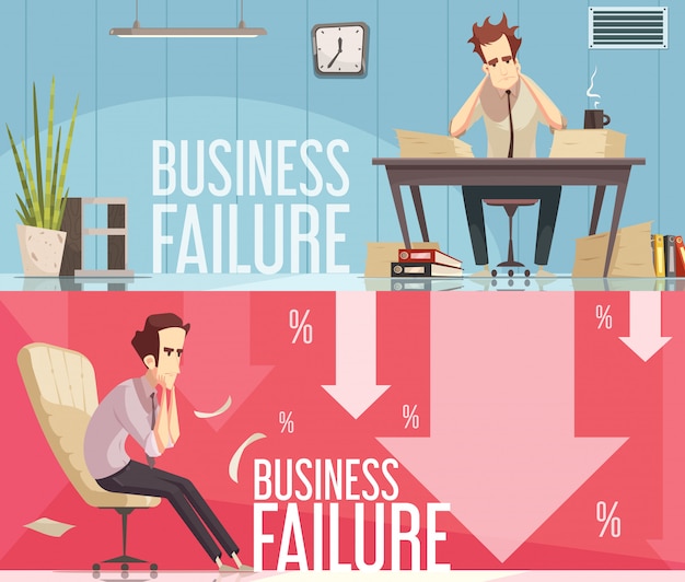 Business Failure 2 Retro Cartoon Posters 