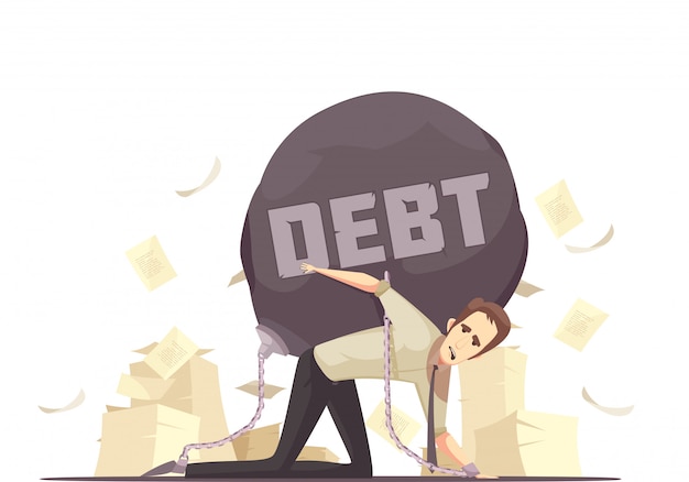 Free Vector business failure debt cartoon icon 