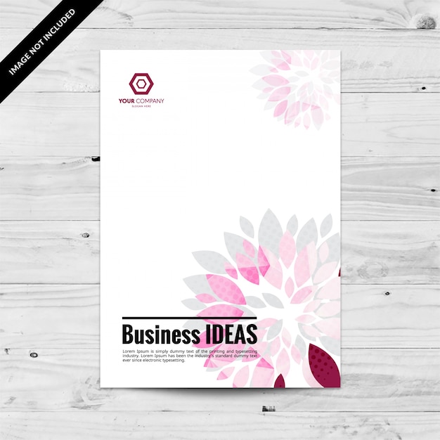 Business flyer design template with pink and grey petals