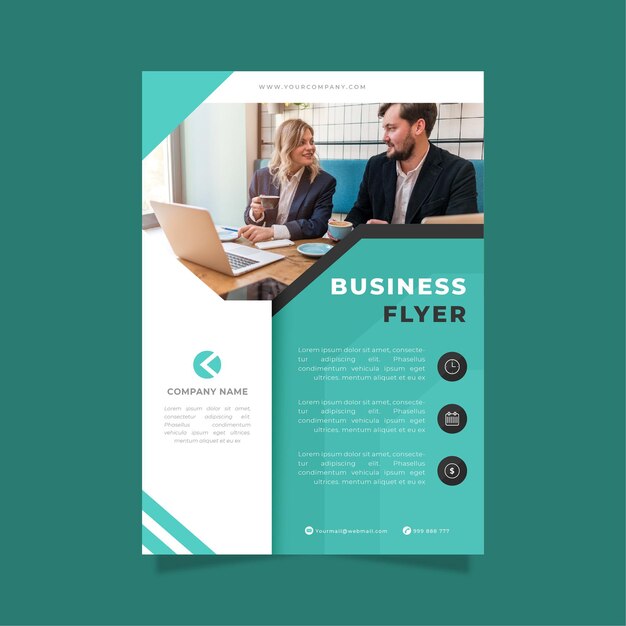 Business flyer print template blue and white