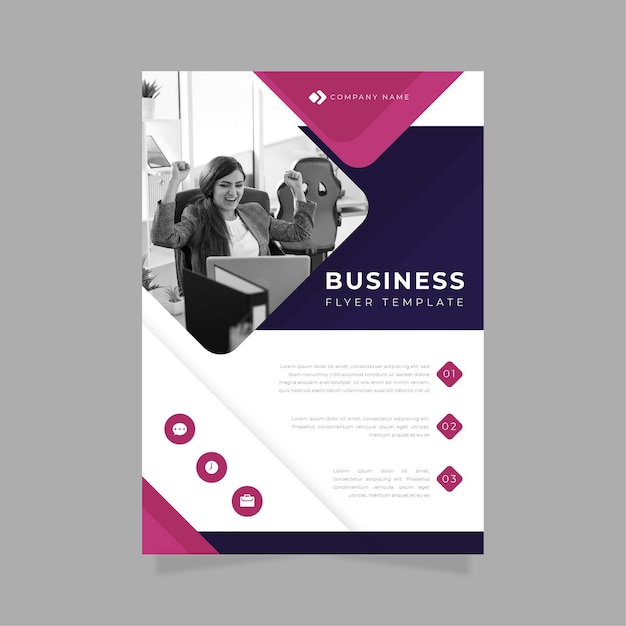 Business flyer print template woman at work