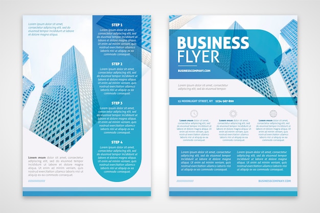 Free Vector business flyer template in blue tones