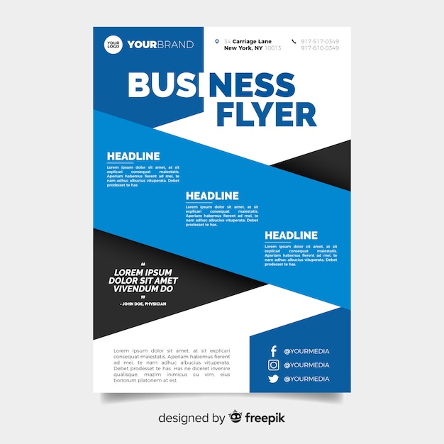 Free Vector business flyer template with corporate design