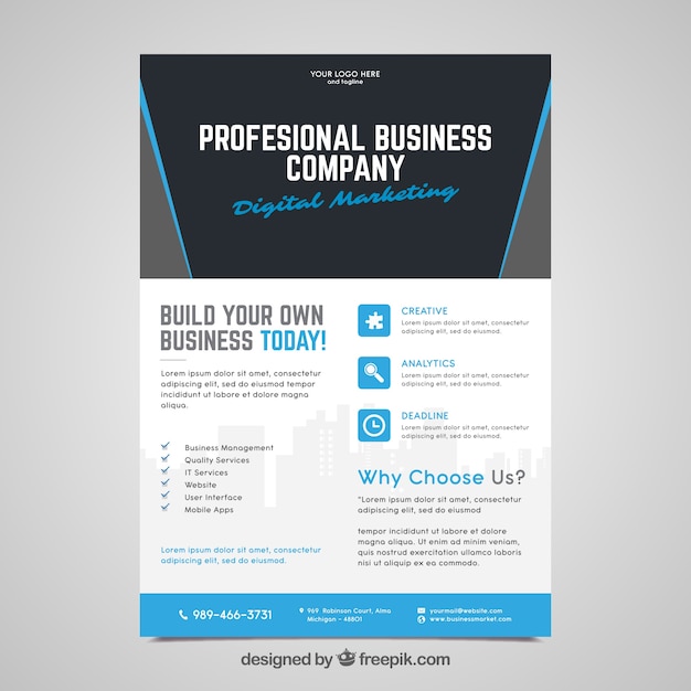 Business flyer template with flat design