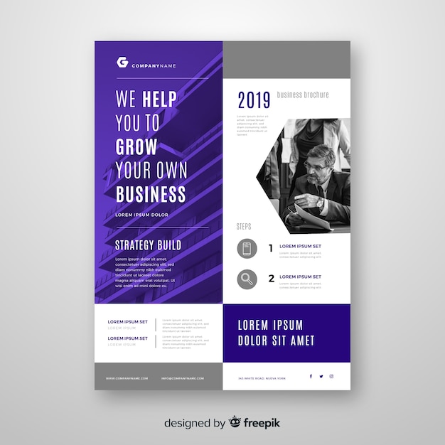 Free Vector business flyer template with image