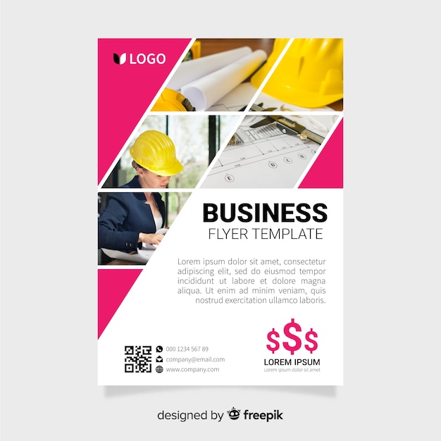 Business flyer template with mosaic pictures