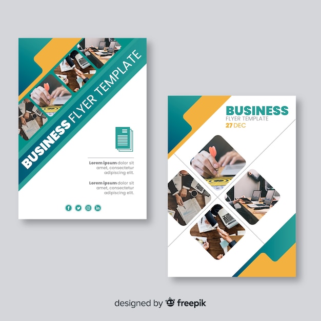 Business flyer template with mosaic pictures