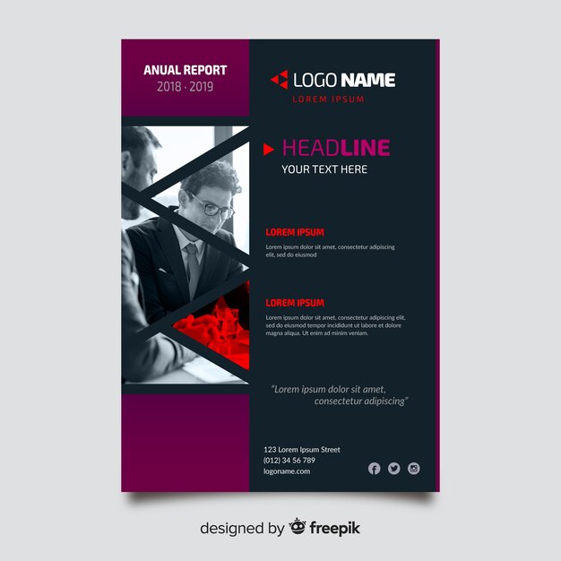 Business flyer template with mosaic pictures