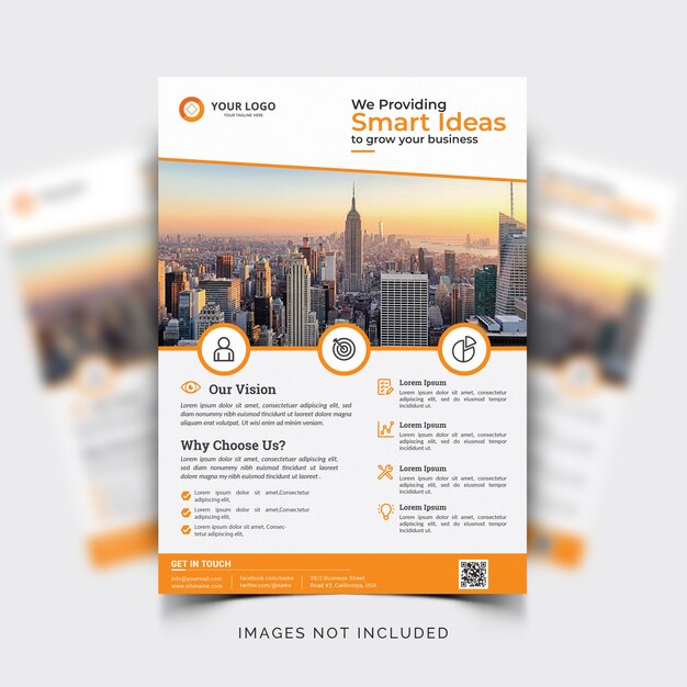 Business flyer template with orange details