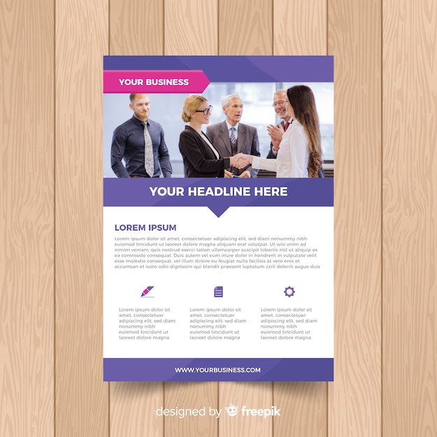 Business flyer template with photo