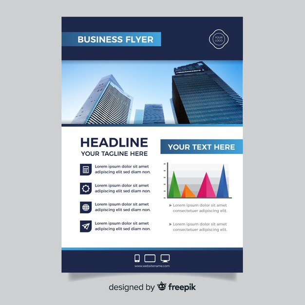 Business flyer template with photo