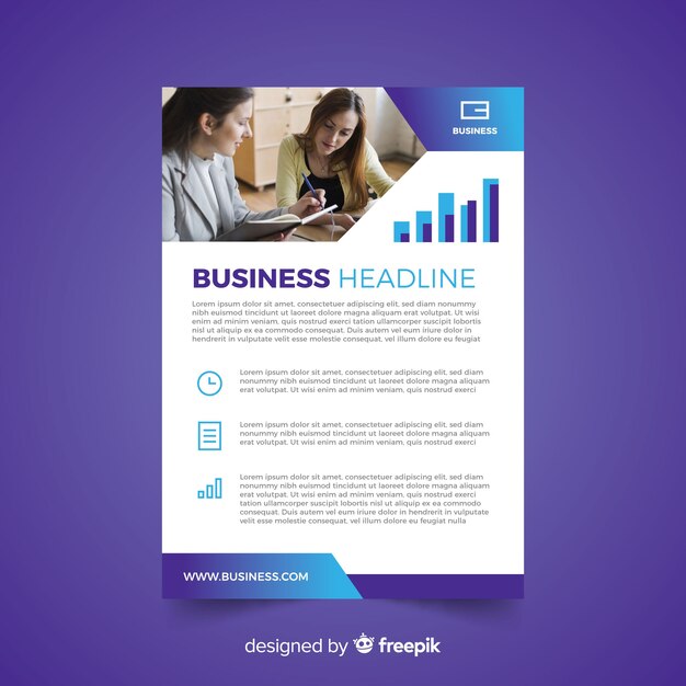 Business flyer template with photo