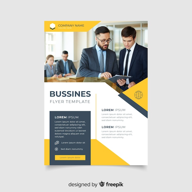 Business flyer template with photo