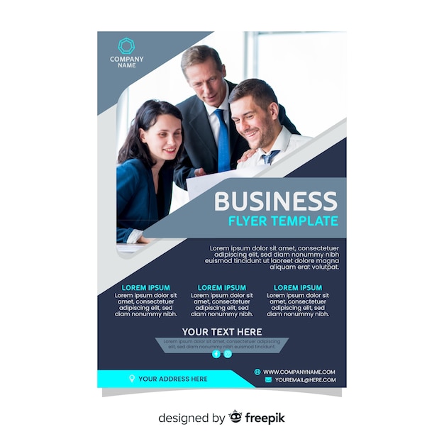 Business flyer template with photo