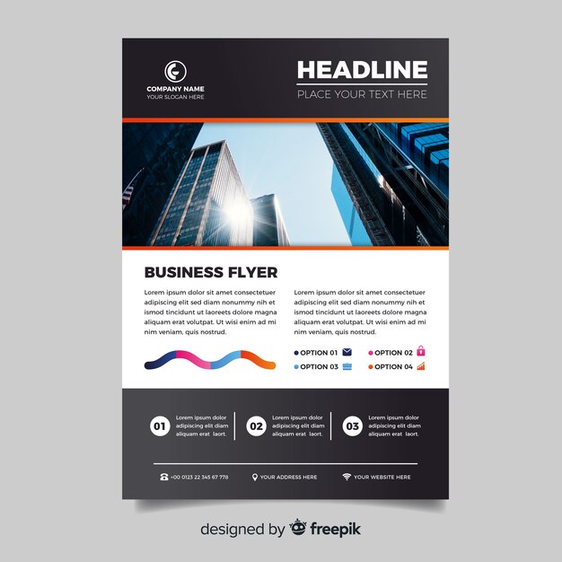 Business flyer template with photo