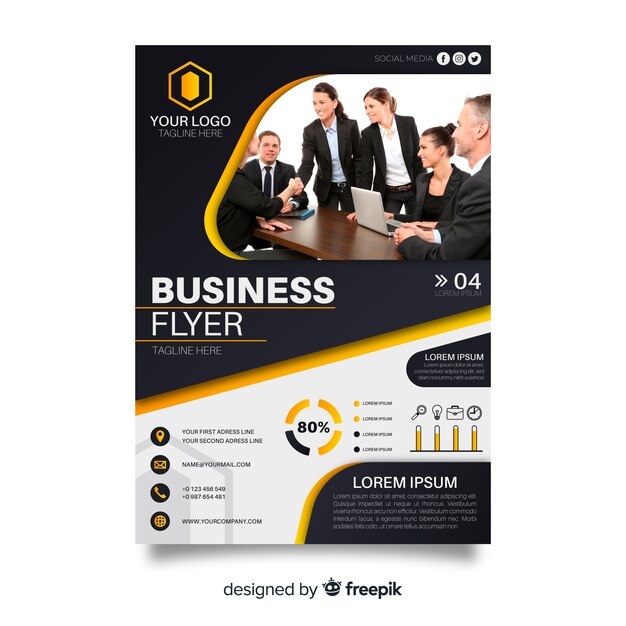 Business flyer template with photo