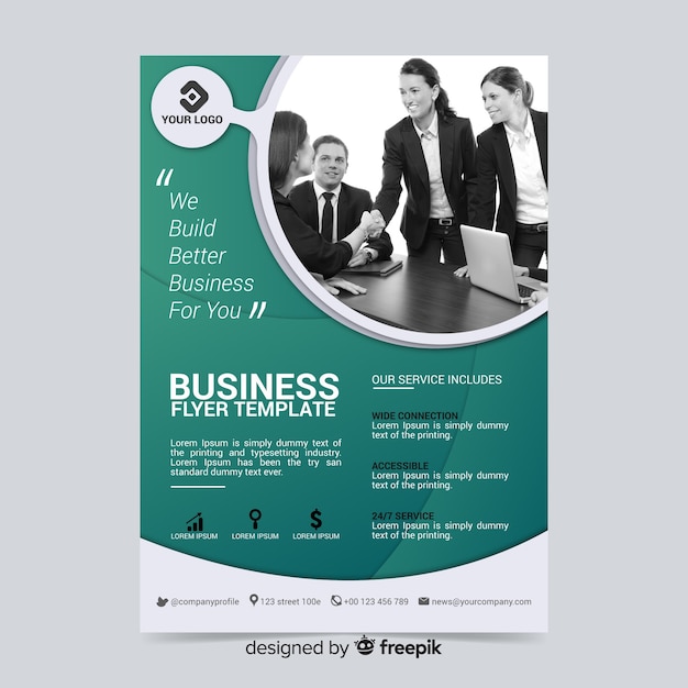 Business flyer template with photo