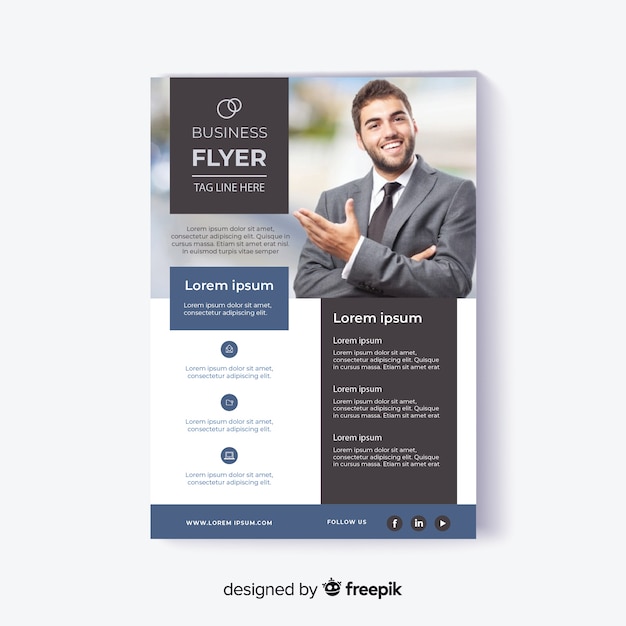 Business flyer template with photo