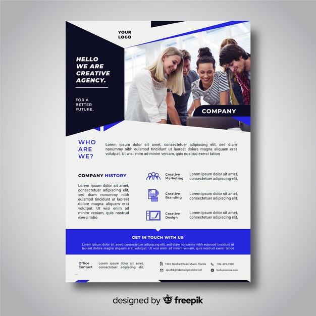 Business flyer template with photo