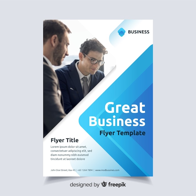 Business flyer template with photo