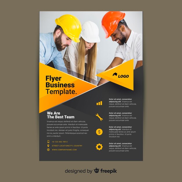 Business flyer template with photo