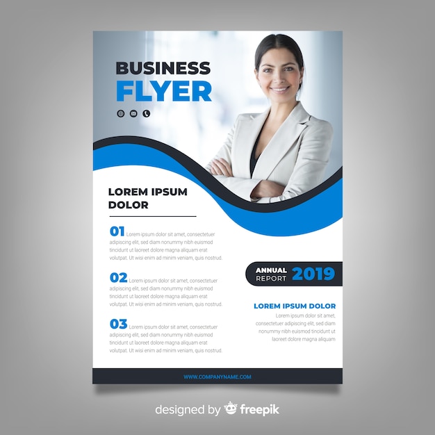 Business flyer template with photo